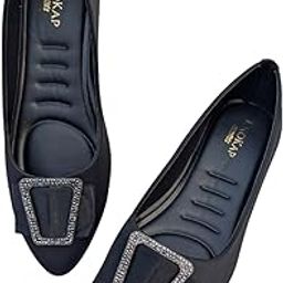 Women's Slip-On Light-Weight & Comfortable Casual Ballerinas | Semi-Formals, Smart-Casual, Travel & Shopping, Office Bellies | Soft Upper & Cushioned Footbed with Anti-Skid Sole | Blue/Black-image-94
