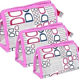 STACKRAID Set of 3 Synthetic Travel & Cosmetic Pouch Bag Extra Large Makeup Organiser Cosmetic Case Household Grooming Kit Storage Travel Kit Pack Toiletry Kit Bag for Women (Pink)-5