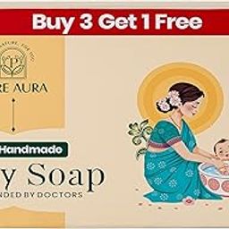 Pure Aura Baby Soap 100g – Buy 3, Get 1 Free, Gentle, Chemical-Free Soap with Coconut Oil, Shea Butter & Jojoba Oil – Ideal for Sensitive Baby Skin, Moisturizing & Nourishing Care-image-49
