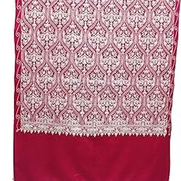 Kashmiri Shawl With Monochromatic Embroidery, Indian Shawl, White Embroidery Shawl, Aari Embroidery,Shawl Women, Kashmiri Accessory Size -28x80-image-13