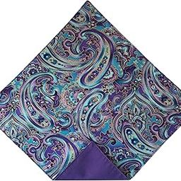 Men's Pocket Square Vintage Purple & Blue Paisley with Gold Metallic (Mens)-image-10