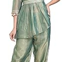 Shimmer Shimmer Top & Gathered Pants Western Co-Ord Set for Women's|One Shoulder 3/4 Straight Sleeves Regular Fit Cord Set|Ladies Party Ethnic Collection Stylish Fusion Wear-18