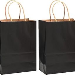 qiqee 60-Packs Black Paper Gift Bags with Handles Bulk 7.6"x4.75"x10.5" Medium Size Gift Bags Multiple Uses-picture-17