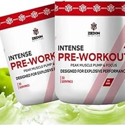 Intense Pre-Workout - Explosive Energy, Strength & Focus | Muscle Pump Formula for Men & Women | 30 Servings (Green Apple)-image-44