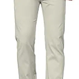 avanova Men's Light Grey Solid Trousers Light Business Style Slightly Stretch Straight Leg Pants for Outdoor Casual Daily (Trouser 127)-picture-1