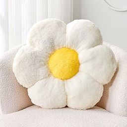Kcvvcr White Flower Pillow, Cute Decorative Flower Shaped Throw Pillow with Faux Rabbit Fur, 14.9" Soft Flower Plush Throw Pillow Floor Pillows Room Décor for Bedroom Living Room-10