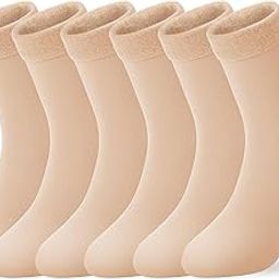6 Pair Soft & Cozy Solid Winter Thick Warm Fleece Lined Thermal Stretchy Elastic Velvet Socks (Without Thumb) for Girls/Ladies/Women-47