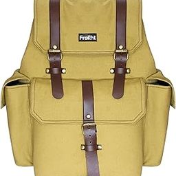 Stylish 15.6" Laptop Bag With Pockets Vegan Leather Backpack Cotton Canvas For Men And Women I Multipurpose Bag I Travel With Adjustable Strap | Unisex Sling Bag For Office/Travel-image-2