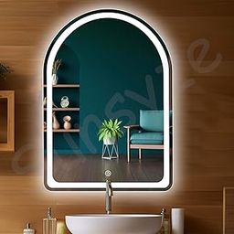 Sunsyze Wall Mounted 18x24 inch Rectangular Bathroom Mirror with Light, Touch Sensor Led Mirror with 3 Color Lights (Warm, White & Natural) Brightness Adjustable-12
