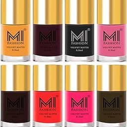 MI FASHION Velvet Matte Nail Polish Toxic Free (Top Coat-Multicolour Sets) Long-Lasting & Waterproof 9.9ml Each For Girls (Pack Of-8)-image-95