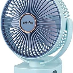 Artifax Clip Fan ART-B-5 | Portable Rechargeable Fan with Backlit LED | 3-Speed | 360° Rotation | 4-6 Hrs Battery | Compact & Adjustable for Home, Office & Travel (Blue) | 1-Year Warranty-image-86