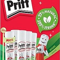Pritt Glue Stick, Safe&Child-Friendly Glue for Arts&Crafts Activities, Strong-Hold adhesive for School & Office Supplies, Can be repositioned, 97% natural ingredients, apply and remove cleanly, 5x11g-20