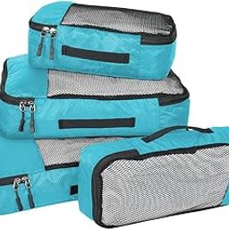 fabric Packing Cubes/Travel Pouch Bag Organiser -Set Of 4(Large,Medium,Small And Slim)- Sky Blue-image-93