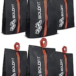 Boldfit Shoe Bag with Zipper Organizer in Travelling Portable Shoe Cover for Dustproof Packing, Travel in Keeping Bag Organized, Vertical Shoe Bag -Pack of 6 Black-picture-7