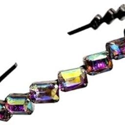 Stunning and Elegant Handcrafted Headband, Featuring Crystals & Stones for Women (Rainbow Thick Rectangular Stone)-image-79
