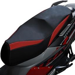 TVS Bike Seat Cover NTORQ for Sweat Free Comfortable Riding |Absorbs Micro-Shocks and Road Jerks | Heat Protection | Nylon | Black-Red-image-45