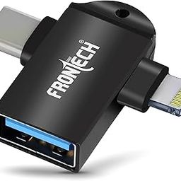 FRONTECH 3‑in‑1 OTG USB 3.0 Adapter – Type‑C & Lightning to USB-C OTG Converter, 5 Gbps High‑Speed Data Transmission, Aluminum Alloy Compact Design for Flash Drives, Keyboards, Gamepads (NC-0046)-image-4