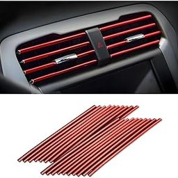 WEMOL 20 Pieces Red Universal Car AC Vent Outlet Decoration Strip, Waterproof Bendable Air Vent Outlet Trim Decoration, Suitable for Most Air Vent Outlet-28