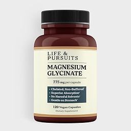 Life & Pursuits Pure Magnesium Glycinate 775 mg – 120 Vegan Capsules | 100 mg Magnesium per Capsule | High Absorption Chelated, Non-Buffered Supplement | 3rd Party Tested-image-81
