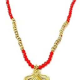 Gold Plated Mangalsutra Kanthi with Red Crystal for Women 22 inches-image-105