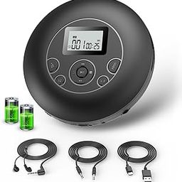 Desobry Portable CD Player with Rechargeable Battery Personal CD Players with Headphones LCD Display Anti-Skip Protection Playback Memory CD Player for Car Walkman CD Player Music Media-16