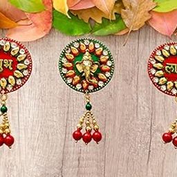 P.A.Decorative Acralic Designs of Shubh Labh Ganesha Stickers for Side Door/Wall Hanging Main Entrance/Pooja Room/Diwali/Wedding Decor.[3piece](Acrylic)-image-2