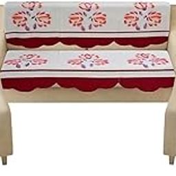 Croox Royal Look 5 Seater Floral Red Sofa Cover | Pack of 10-image-97
