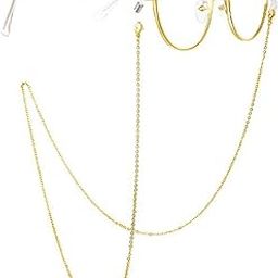 Bhavya Optic® Eyeglass Chains Universal Fit Eyewear Retainer Eyeglass Strap Holder Sunglass Retainer Strap Glasses Cord Lanyard Rope Neck Strap Anti-Slip Glasses String,Mask Chain- Gold-15