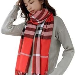 Red Big Check Pattern Casual Soft Warm Winter Wear Acrylic Woolen Muffler/Scarf Cum Scarves Stoles For Men & Women Warm lightweight Scarf-image-83