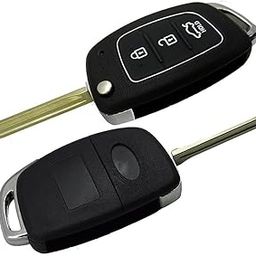 TAZZX Replacement Flip Key Shell Compatible with Hyundai i20, Xcent, igen Sports Magna, Aftermarket Replacement Remote Car Keys Fob Case, 3 Button Smart Key Cover, Key Less Entry (Pack of 1, Black)-13