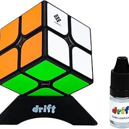 Cubelelo Drift 2x2 Black 3D Puzzle with Cube Lubricant and Stand Combo | Stress Relief Fidget Toy | Brain Teasers Travel Games | Perfect for Adults and Kids Ages 3+-11
