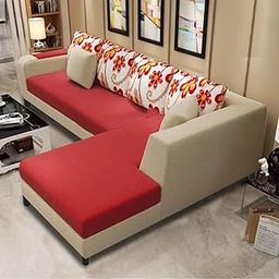 Casaliving Arlo - 4 Seater Sofa for Living Room (Maroon Cream Fabric) Right Side-image-3
