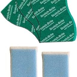 Scotch-Brite Scrub Net Sponge (2 Units) & Scotch-Brite Silver Sparks Scrub pad for dishwashing (3 Units)-picture-0