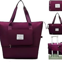 Expandable 41L Travel Duffle Bag for Women – Wheeled Foldable Luggage with Handle, Large Rolling Handbag for Personal Items, Weekend Trips, Gym & Cabin Carry-On Travel Companion ((Wine)-01)-picture-25
