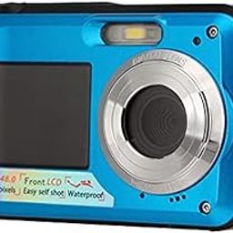 Waterproof Digital Camera, FHD 2.7K 48 MP 10ft Underwater Camera 16X Digital Zoom Front Rear Double Screens LCD Display Selfie Camera Video Recorder for Snorkeling, Gift for Kids Adult(Blue)-image-48