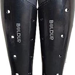 Plastic-Moulded Hockey shinguard Hockey shinguard for Practice and Training Sports Lightweight PVC Shell Stitched (Small Size Black)-image-48