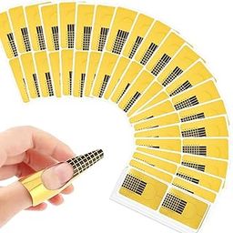 Nail Forms for Acrylic Nails,Polygel Nail Forms,Nail Extension Tips Guide Paper Sticker for Nail Art Gel For Acrylic, UV Gel, Salon (Rectangle - Gold, 500 PCS)-image-5