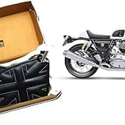 G-GANRAZO Leather Union Jack Black Tank Pad with White Thread Genuine Leather for Royal Enfield Continental Gt 650-12