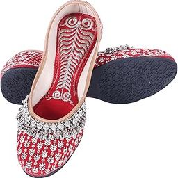 Women Rajasthani Embroidered with Payal Punjabi Mojari Jutti Jutis Shoe-image-58