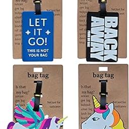 Store2508 Pack of 4 Luggage/Bag/Travel ID Label Tags for Suitcase & School Bags Unicorn Identifier Name Address Label, Multicolour NQ814_Set_E-37