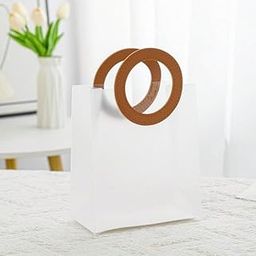 SATYAM KRAFT 6 Pcs Translucent Goodie Bag Round leather | Gift Bag for Her / Him, Mothers Day, Handle hamper bag, Carry Bags, shopping gift bag, Presents, Packing, Wedding Return Gifts, Birthday, Events, Festivals (Brown, 28 x 24 cm)-image-84
