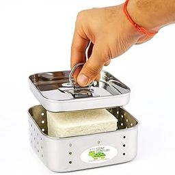 Chef Turtles Stainless Steel Square Shaped Paneer Maker/Mould/Strainer with Top Press Lid (Medium), 11.5 x 11.5 x 4.5 Centimeters, Silver-image-41