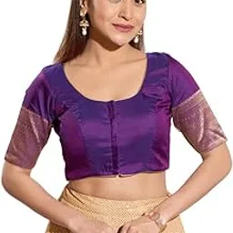 vamas Women's Silk Padded Self Design Half Sleeve Readymade Saree Blouse (X-1226.ELB)-picture-10