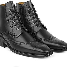 Men's 2" Heel Height Increasing Formal Brogue, Derby Boot with Synthetic Material and Pu Sole.-image-15