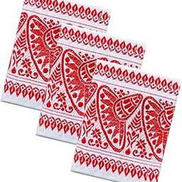 Assamese Jappi Design Red and White Polycotton Bihu Gamcha (Pack-3)-image-85