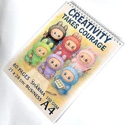 PERDAY Cute Labubu Art Sketch Book – A4 (21x28cm), 80 Pages, 150 GSM | Watercolor Paper Pad for Kids & Hobby Artists-image-95