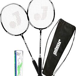 Jaspo Cosmo-EZ-100 Feather Shuttle Cork, 2 Aluminum Badminton Racquet and Carry Bag (Pack of 5,Multicolour)-picture-1