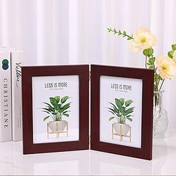 HOME ELEMENTS Wooden Double Photo Frame For Table, Tabletop Folding Picture Frames for Living Room, Table Decor, Home Decor, Office Desk, Premium Gifting, Hinged Folding Design (5" x 7")-image-45