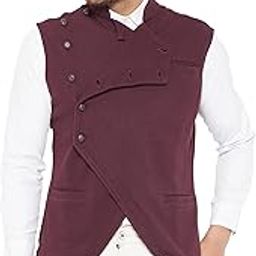 Burgundy Cotton Knitted Men's Waistcoat(HYPM03411)-image-18