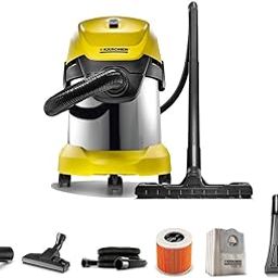 Karcher WD3 Premium Wet and Dry Vacuum Cleaner, 1000 Watts Power, Blower Function, 17 litres Stainless Steel Container, (Yellow), Cartridge-picture-12